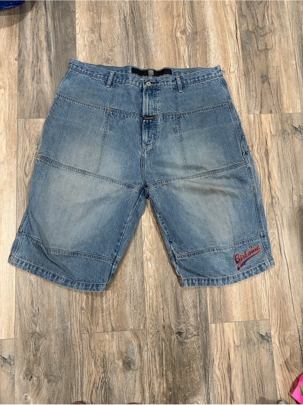 Marithe Francois Girbaud Light Blue Panelled Denim Shorts with Script Logo